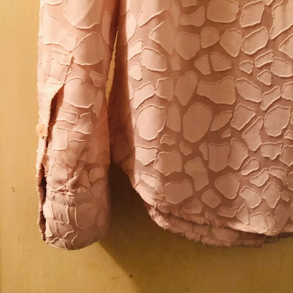 Ann Taylor Womens Pink Textured Long Sleeve Button-Down Blouse Top Size 0 - Picture 10 of 15